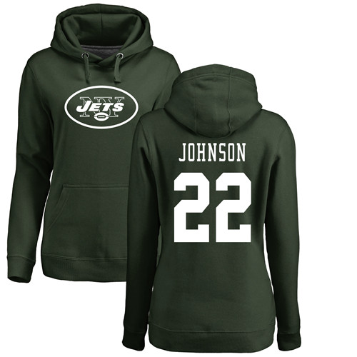 New York Jets Green Women Trumaine Johnson Name and Number Logo NFL Football 22 Pullover Hoodie Sweatshirts